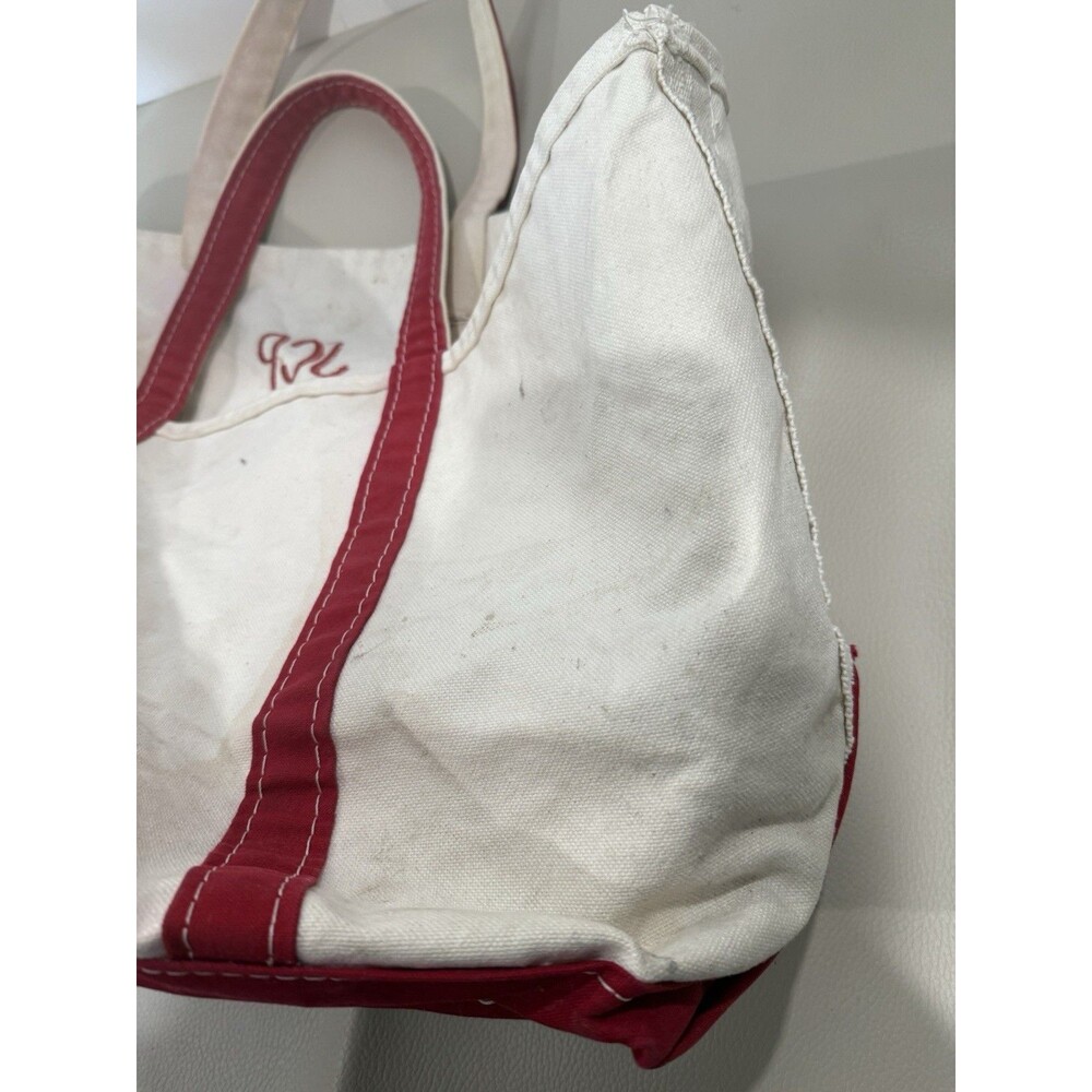 VTG 90’s LL BEAN Boat And Tote “JCP” Large Red Distressed Made In USA Canvas - Picture 7 of 14